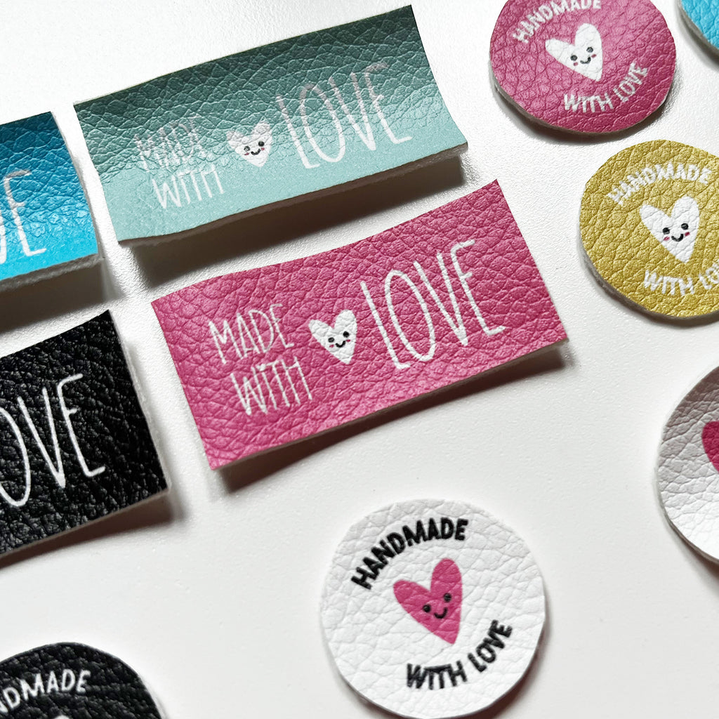 Aufnäher / Badges / Patches "Handmade with Love" (10er Set)