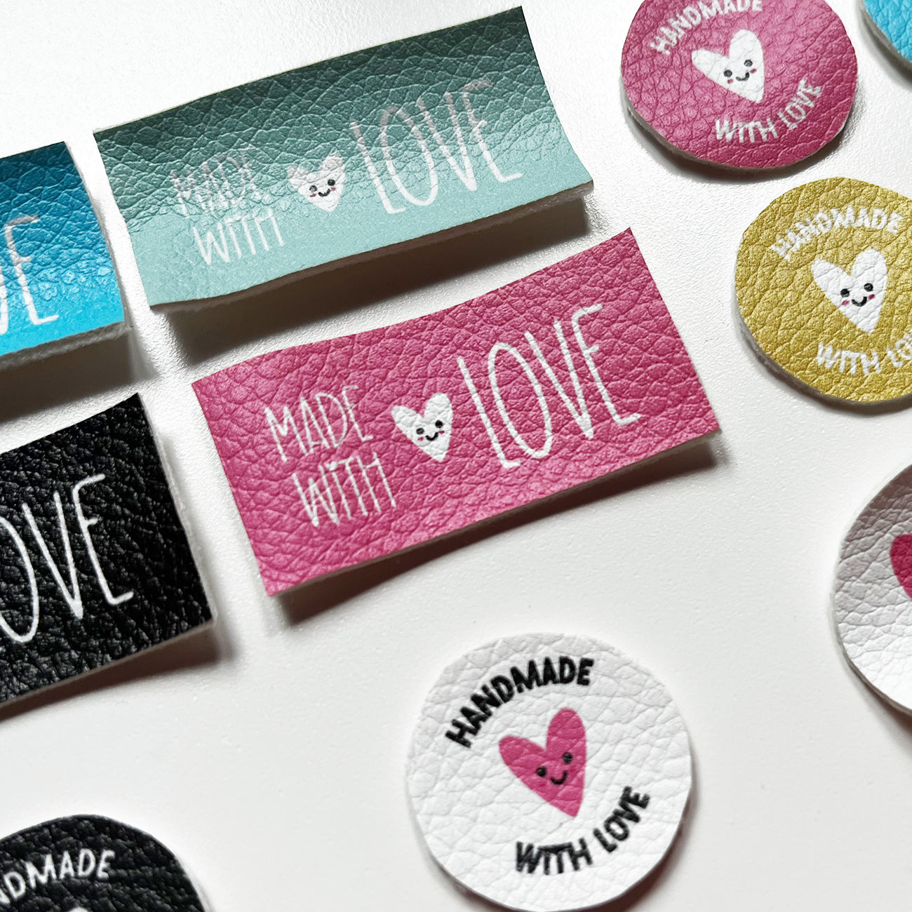 Aufnäher / Badges / Patches "Handmade with Love" (10er Set)