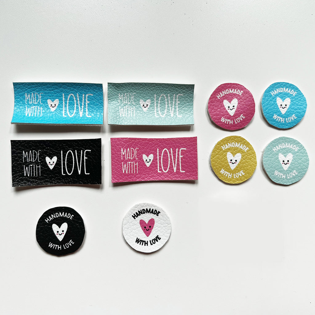Aufnäher / Badges / Patches "Handmade with Love" (10er Set)