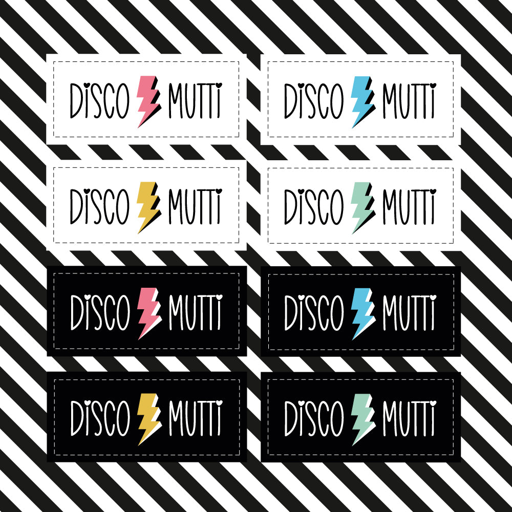 Aufnäher / Badges / Patches "Discomutti Black & White" (8er Set)
