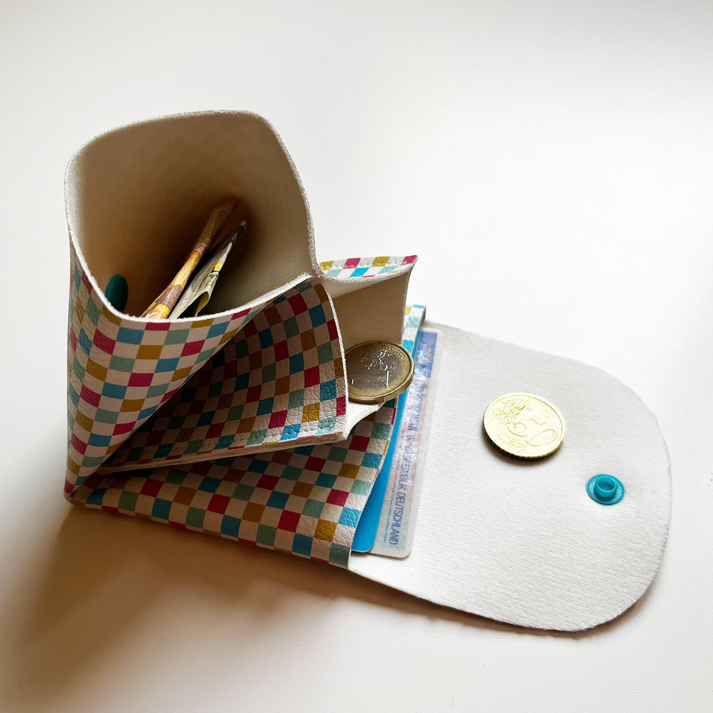 Pixie Wallet "Checked Colors" - Geldbörse aus veganem Kunstleder