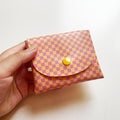 Pixie Wallet "Checked Pink Yellow" - Geldbörse aus veganem Kunstleder