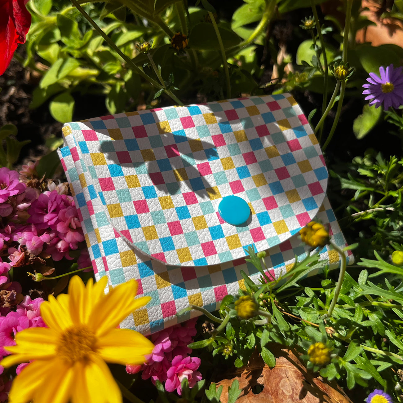 Pixie Wallet "Checked Colors" - Geldbörse aus veganem Kunstleder