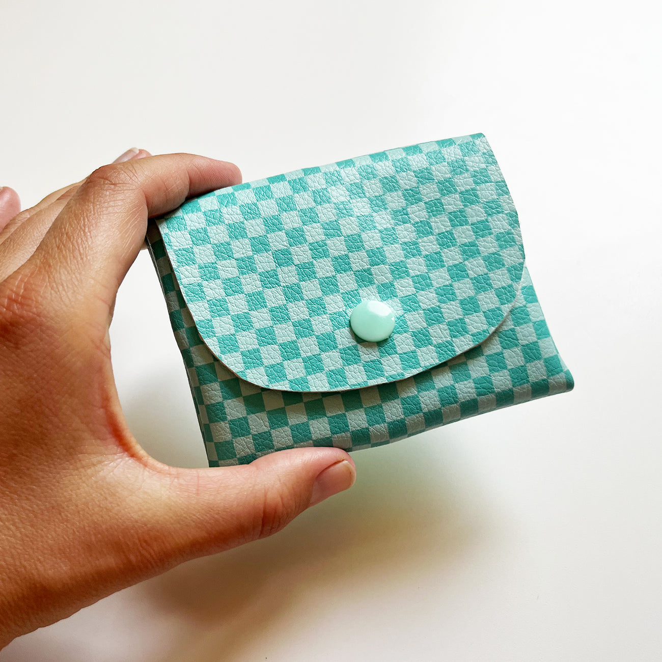 Pixie Wallet "Checked Mint" - Geldbörse aus veganem Kunstleder