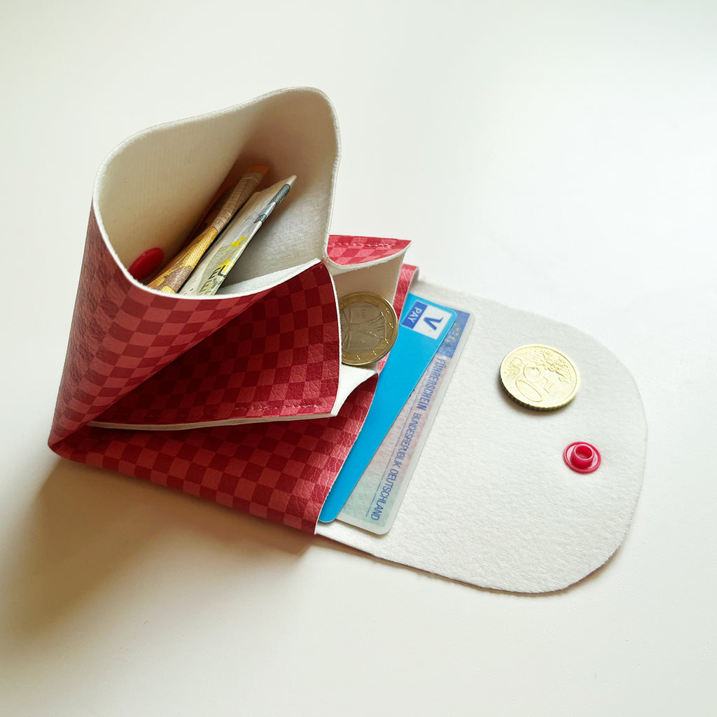 Pixie Wallet "Checked Pink" - Geldbörse aus veganem Kunstleder