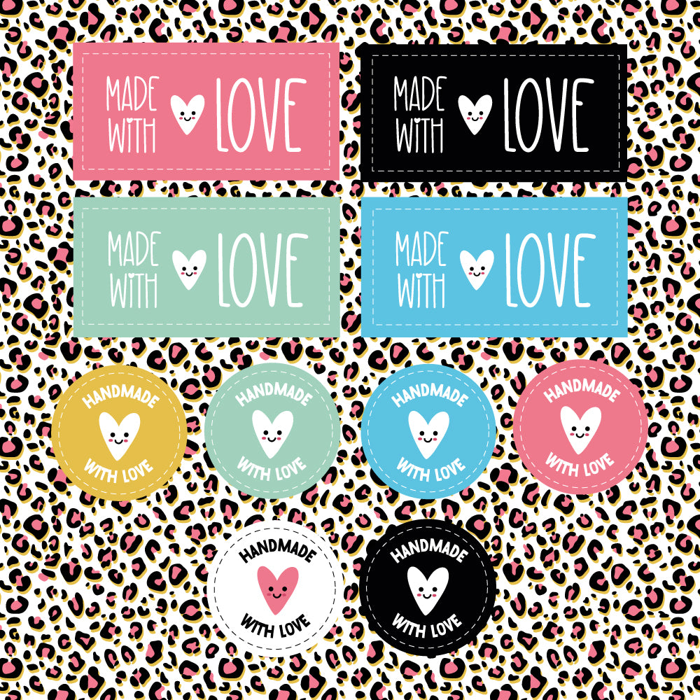 Aufnäher / Badges / Patches "Handmade with Love" (10er Set)