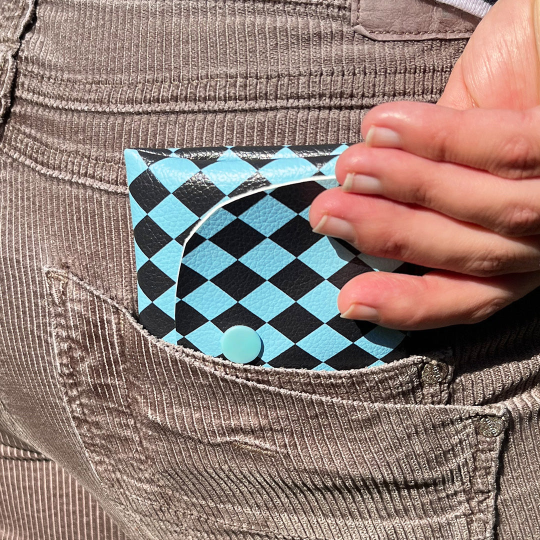 Pixie Wallet "Harlekin Blue" - Geldbörse aus veganem Kunstleder