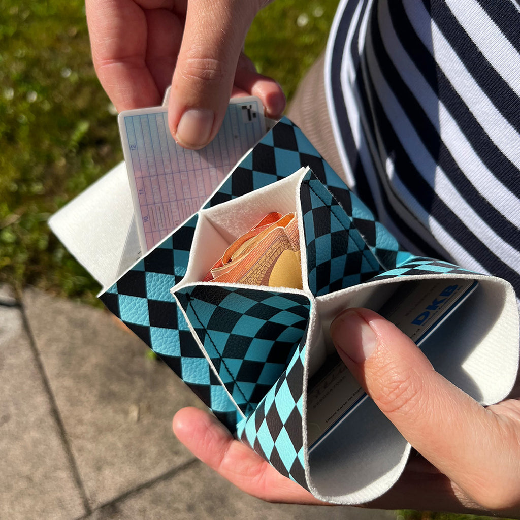 Pixie Wallet "Harlekin Blue" - Geldbörse aus veganem Kunstleder