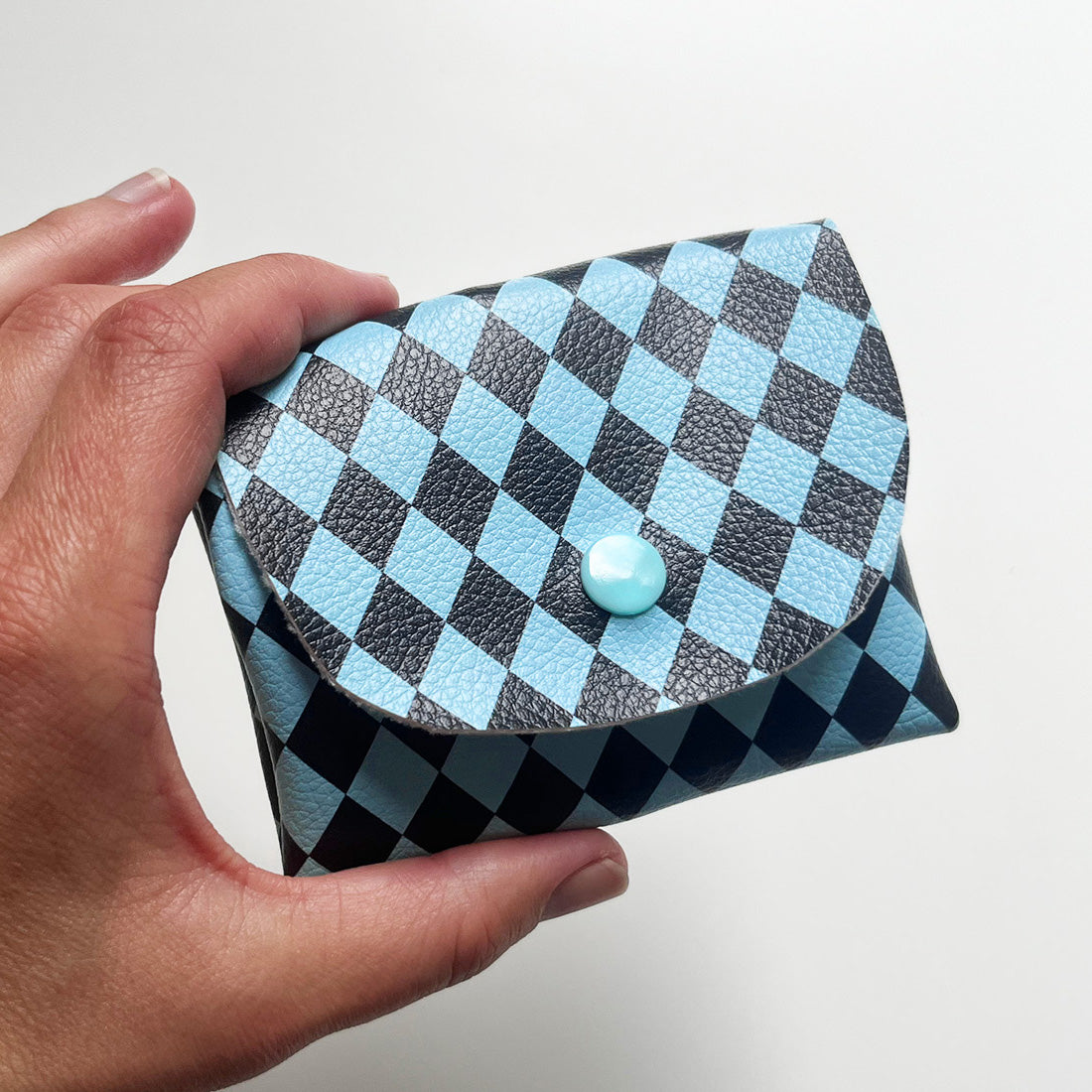 Kunstleder „Happy Harlekin Blue“ – veganes PU Kunstleder