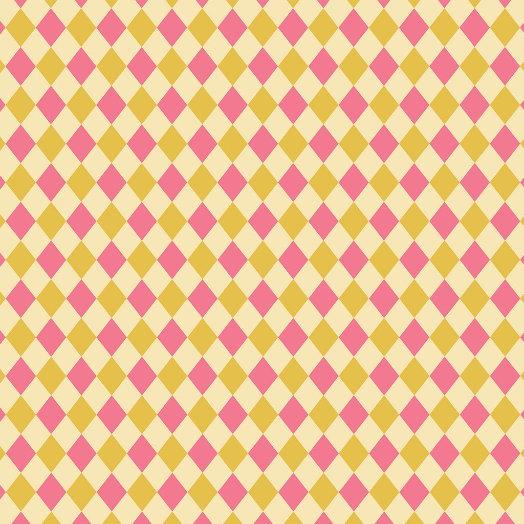 Kunstleder „Happy Harlekin Pink Yellow“ – veganes PU Kunstleder 45cm x 135cm