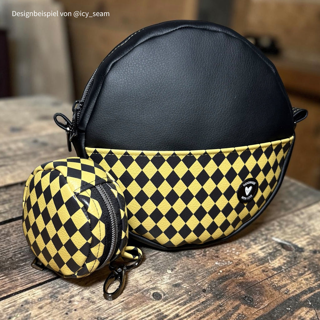 Kunstleder „Happy Harlekin Yellow“ – veganes PU Kunstleder 45cm x 135cm