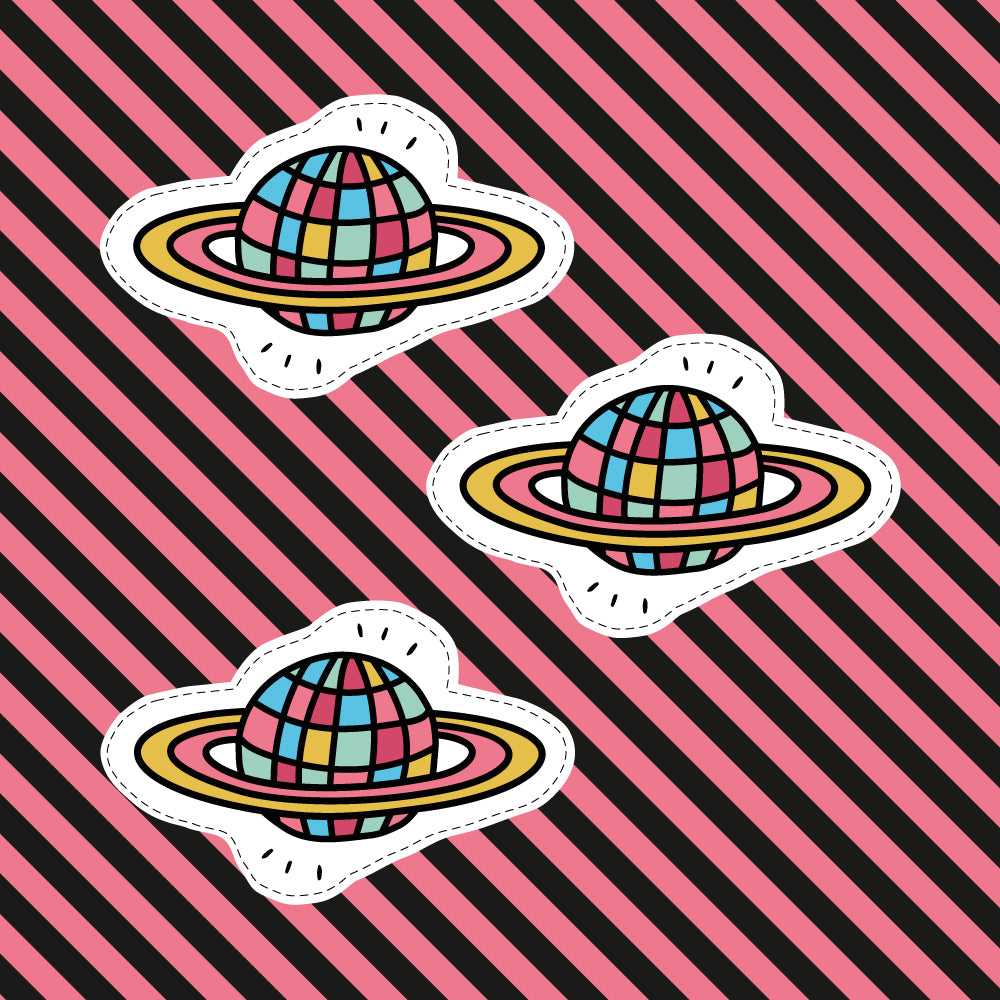 Aufnäher / Badges / Patches Discokugel Saturn (3er Set)