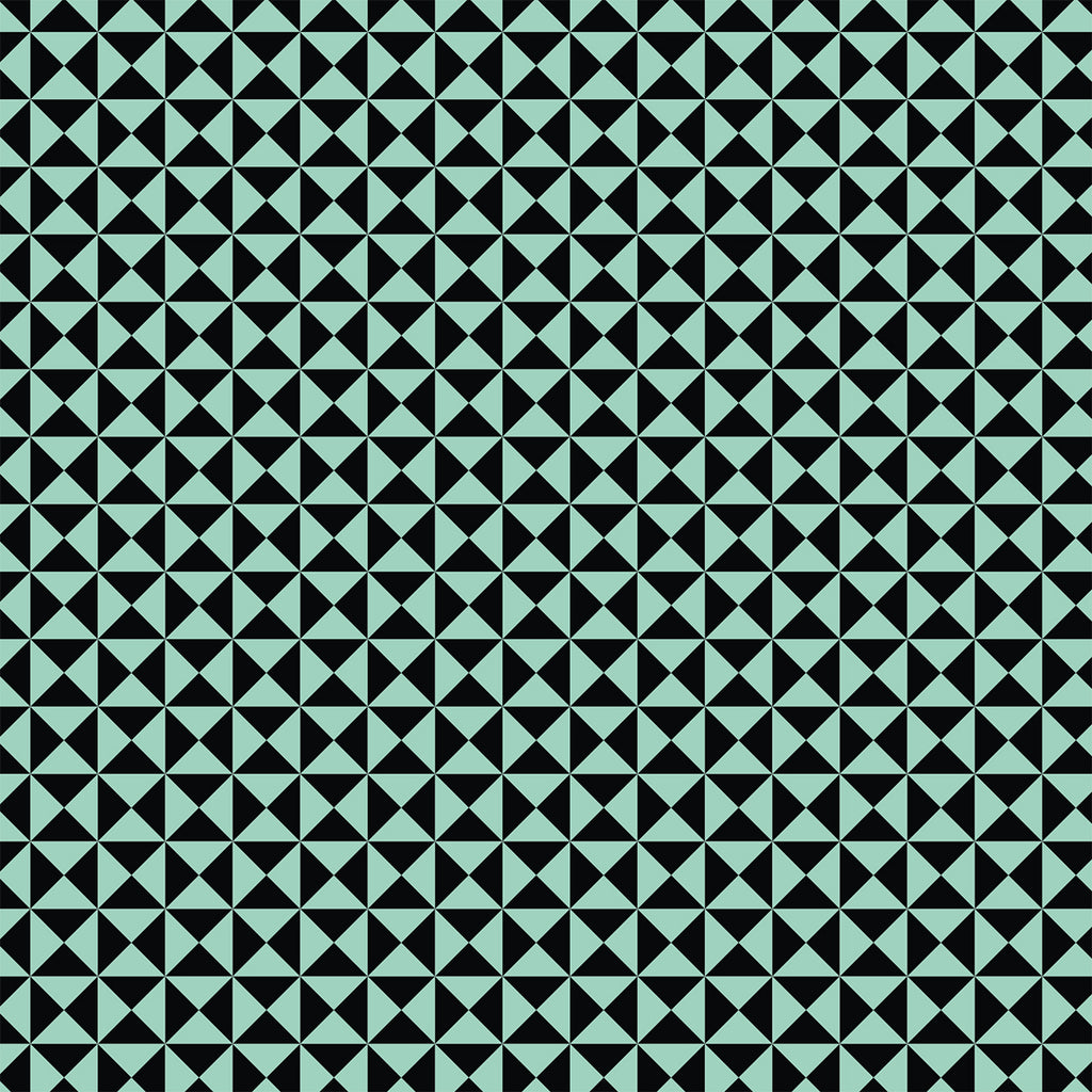 Kunstleder „Triangle Black & Mint“ – veganes PU Kunstleder 45cm x 135 cm