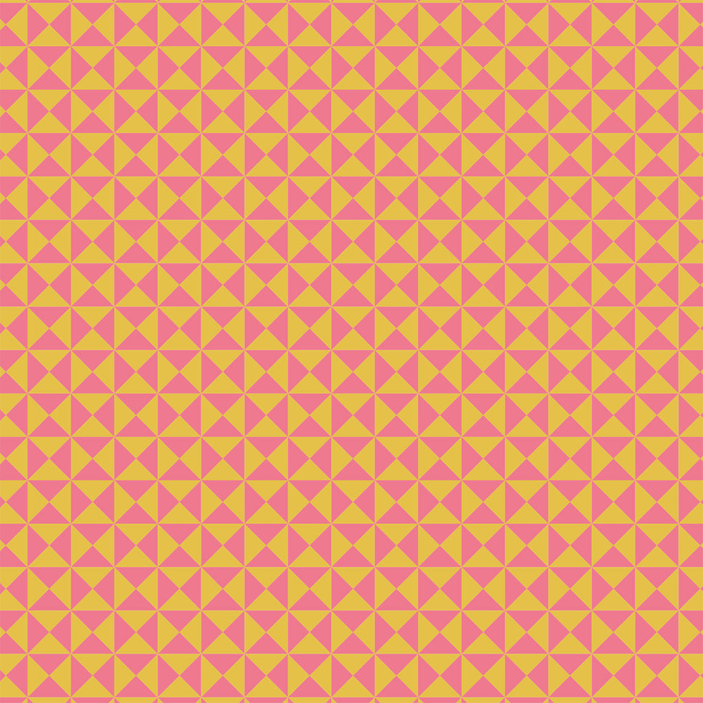 Kunstleder „Triangle Pink & Yellow“ – veganes PU Kunstleder 45cm x 135 cm