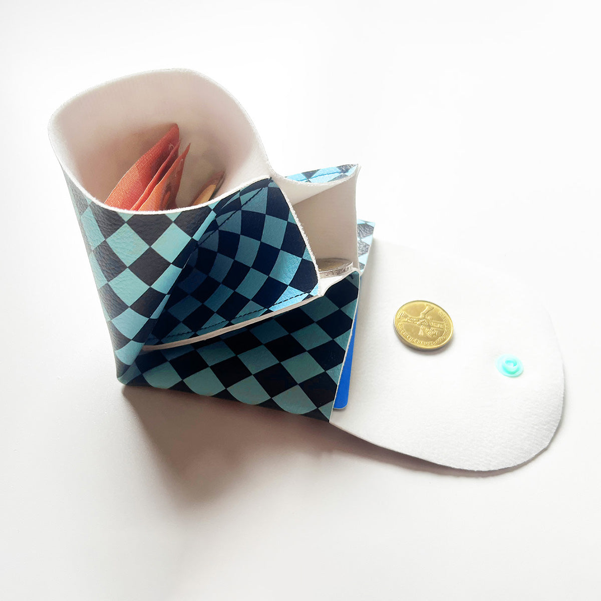 Pixie Wallet "Harlekin Blue" - Geldbörse aus veganem Kunstleder