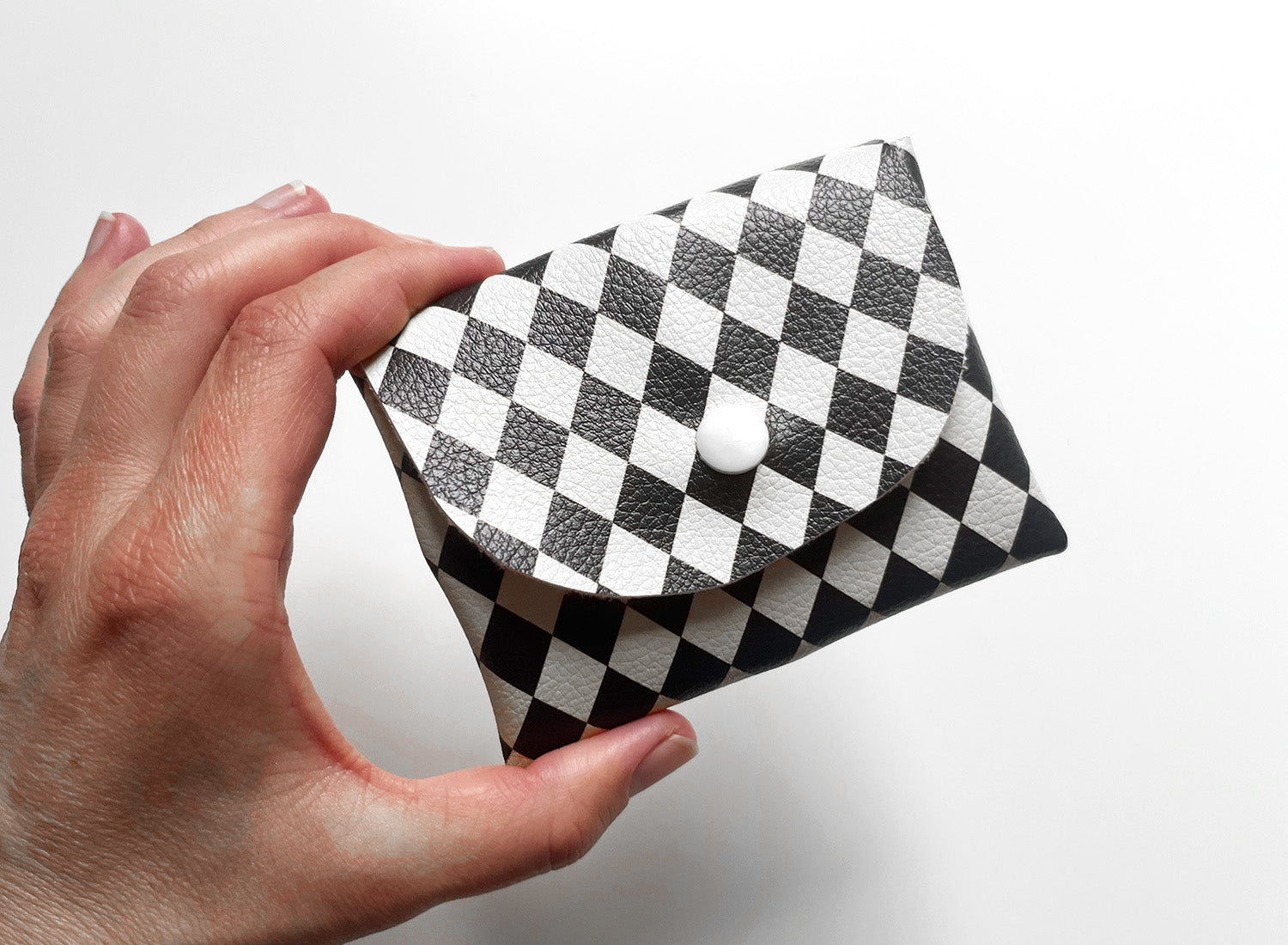 Pixie Wallet "Harlekin Black & White" - Geldbörse aus veganem Kunstleder