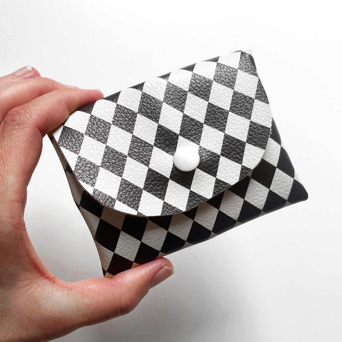 Pixie Wallet "Harlekin Black & White" - Geldbörse aus veganem Kunstleder