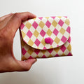 Pixie Wallet "Harlekin Pink Yellow" - Geldbörse aus veganem Kunstleder