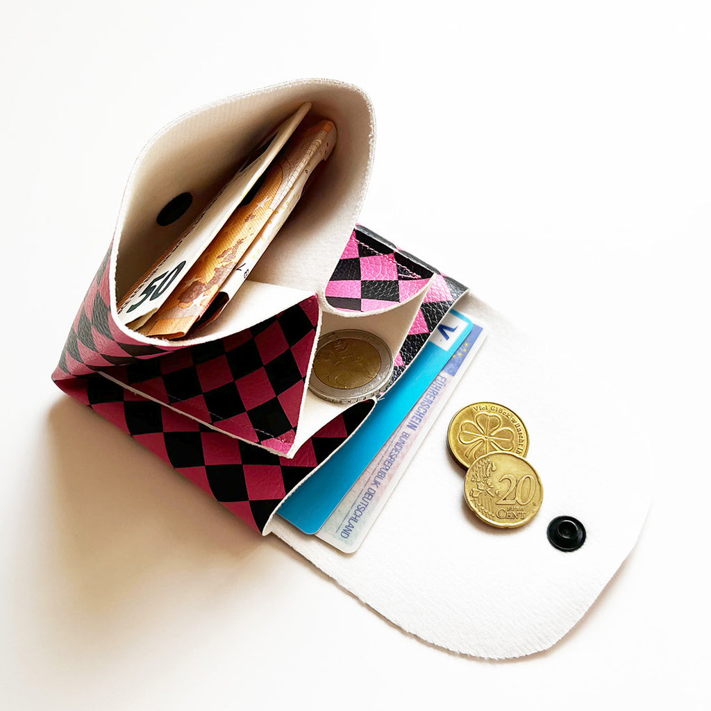 Pixie Wallet "Harlekin Pink" - Geldbörse aus veganem Kunstleder