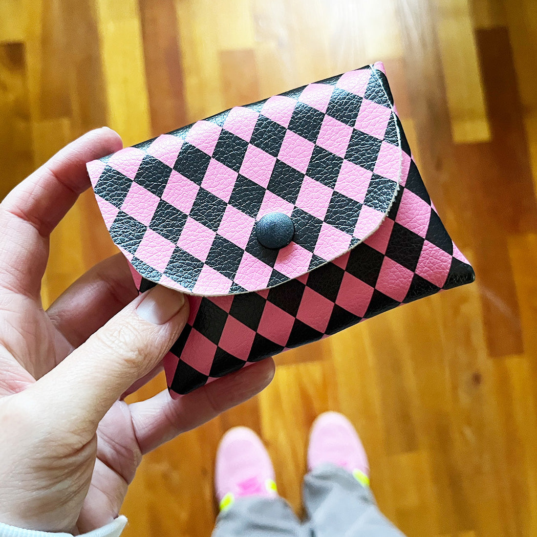 Pixie Wallet "Harlekin Pink" - Geldbörse aus veganem Kunstleder
