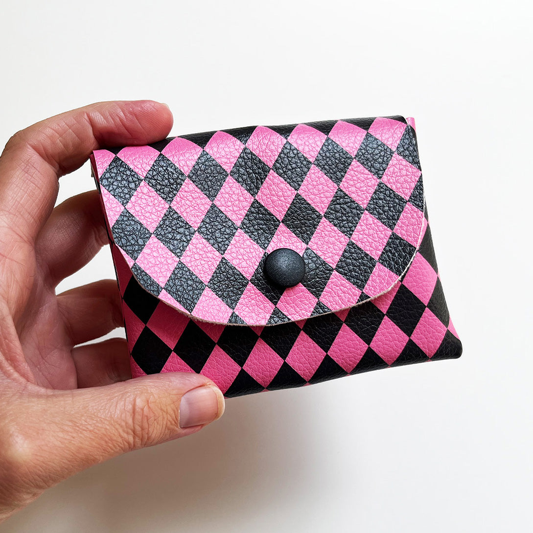 Pixie Wallet "Harlekin Pink" - Geldbörse aus veganem Kunstleder